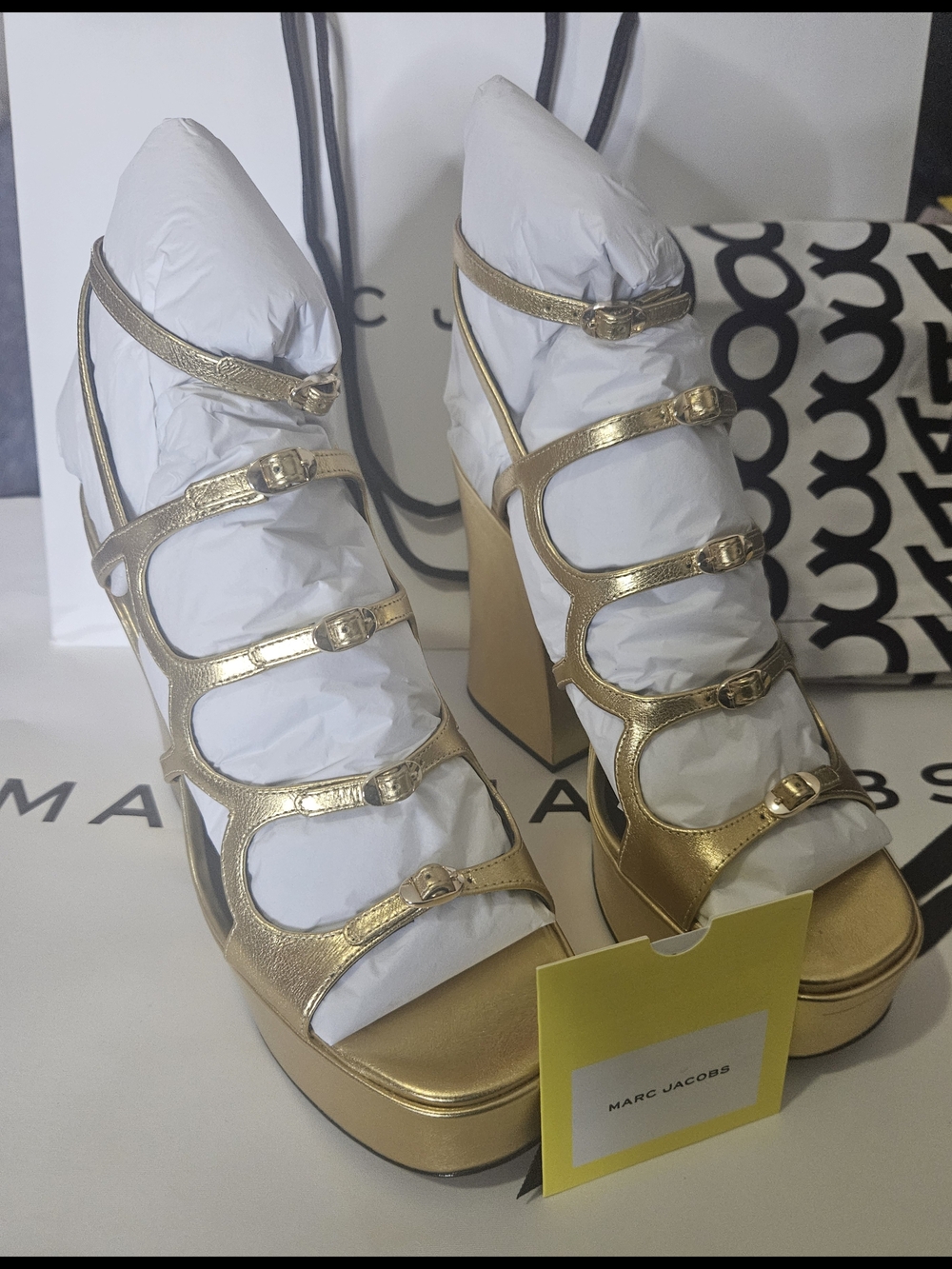 Marc Jacobs The Metallic Leather KiKi Platform Sandal EU 40 US 10